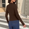 thumbnail image 5 of Stichou Womens Button Down Shirts V Neck Collared Ruched Slim Fit Long Sleeve Shirt Casual 2026 Spring Fashion Ladies Tops Coffee 2XL, 5 of 5