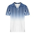 thumbnail image 4 of Fznquz Men Shirts Performance Casual Blue Polos Button Moisture Wicking Stripe Summer Men's T-Shirts M, 4 of 4