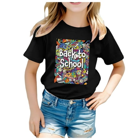 

Tops for Girls School Season Back School Season Printed Casual Short Sleeve T Shirt Tops for Teens