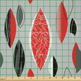 thumbnail image 2 of Ambesonne Mid Century Fabric by the Yard Microfiber, Abstract Oval Leaf, 1 Yard, Red Black Pale Grey, 2 of 2