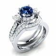 thumbnail image 4 of HeartsAndYou 3.3ct Natural Blue Sapphire Bridal Set Trilogy Ring Band 14k SOLID White Gold, 4 of 9