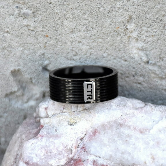 Ringmasters Racing Stripes Black Colored Stainless Steel Choose the Right CTR Ring Size 11