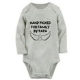 thumbnail image 2 of iDzn Hand Picked for Earth by PAPA Funny Rompers, Newborn Baby Unisex Bodysuits, Infant Jumpsuits, Toddler Kids Long Sleeve Oufits (Gray, 6-12 Months), 2 of 5