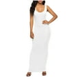 thumbnail image 2 of Women's Summer Casual Solid Ankle Dress, Sleeveless Round Neck, Lightweight, 2 of 4