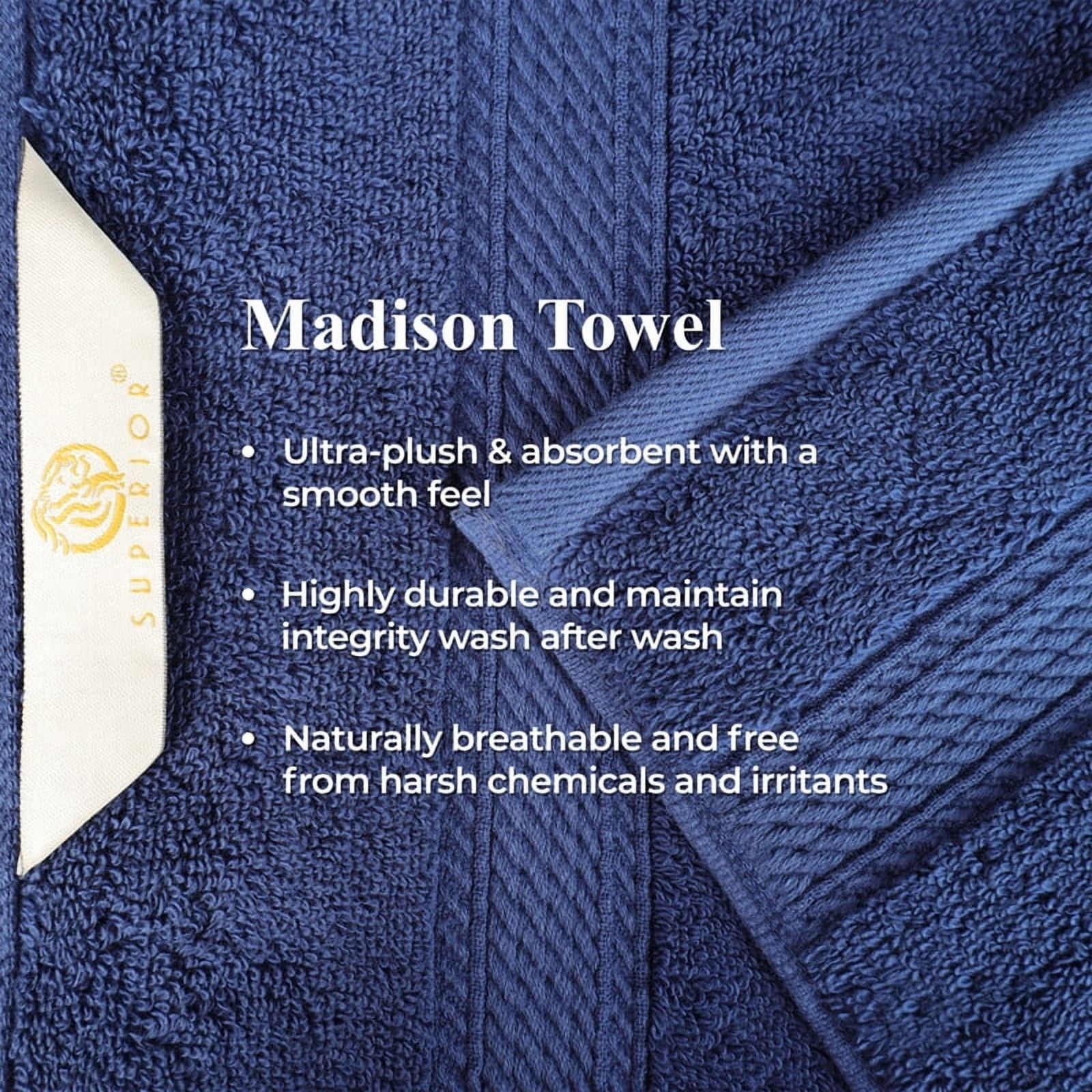 Superior Egyptian Cotton Heavyweight Face Towel Set of 6, Navy Blue