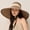 Khaki, variant on Women Extra Wide Brim Sun Hat Audrey Style Striped Packable Summer Hat