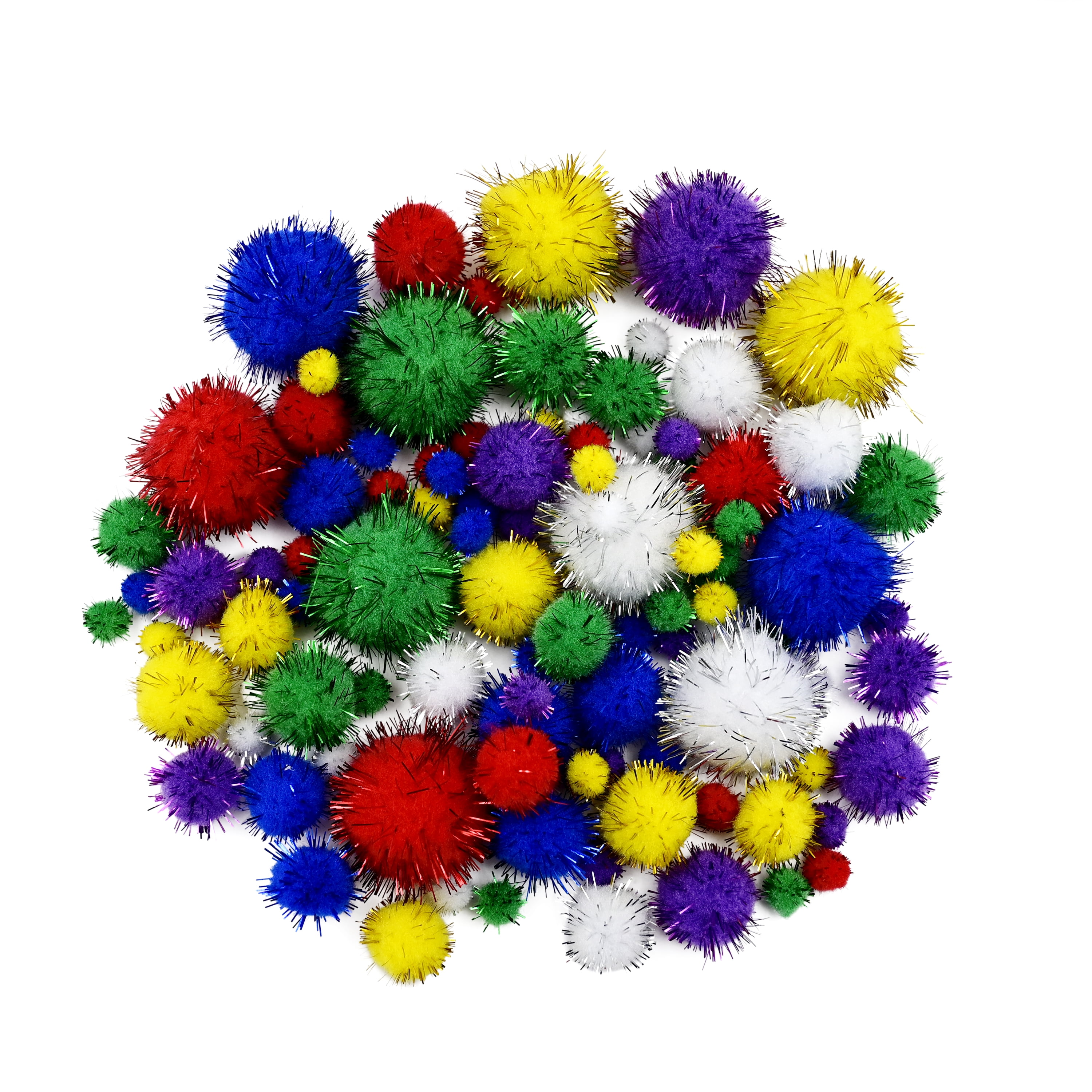 Hello Hobby Multicolor Glitter Craft Pom Poms, 100 Pieces