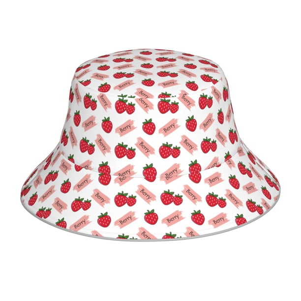 Fotbe Strawberry Sombrero Tipo Pescador con Estampado – Sombrero de Sol de Algodón de Moda para Playa, Golf, Pesca