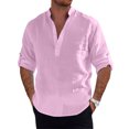 thumbnail image 6 of Hippie Beach Men's Cotton Linen Long Sleeve Casual T-Shirt, 6 of 9
