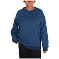 thumbnail image 1 of Admvng Chandail en Molleton Surdimensionné pour Femmes Mode Manches Longues Col Rond Chandail Sans Capuche Chandails en Molleton Couleur Unie Athleisure Femmes P-2TG, 1 of 7