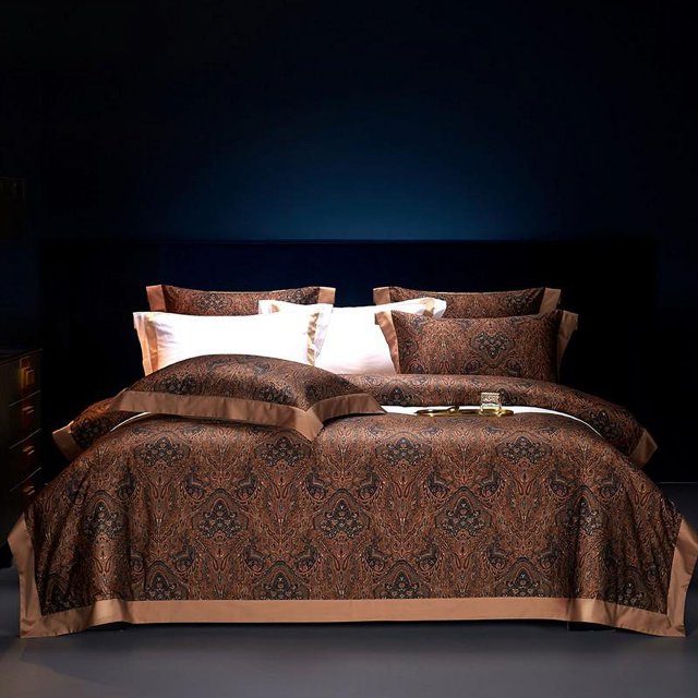 Juego de cama bohemio exótico Vintage Oriental, funda nórdica de algodón egipcio 100% suave, Sábana, fundas de almohada, doble Queen King, 4 Uds.
