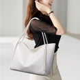 thumbnail image 2 of Stylago Women's Leather Tote Bag Casual Travel Large Shopping Shoulder Purses College Students Zipper Underarm Work Handbag White, 2 of 7