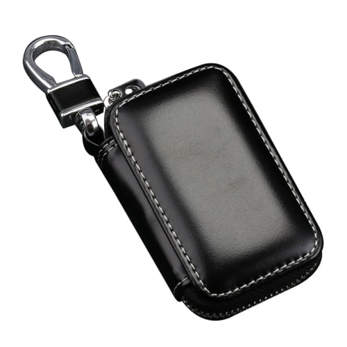 Buffway Car Key Cover,Genuine Leather Car Smart Key Chain Coin Holder Metal Hook
