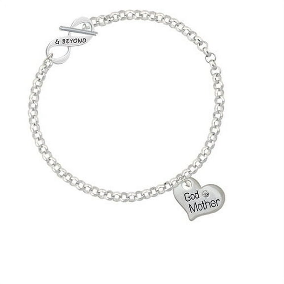 Large ''Godmother'' Heart with Clear Crystal & Beyond Infinity Toggle Chain Bracelet