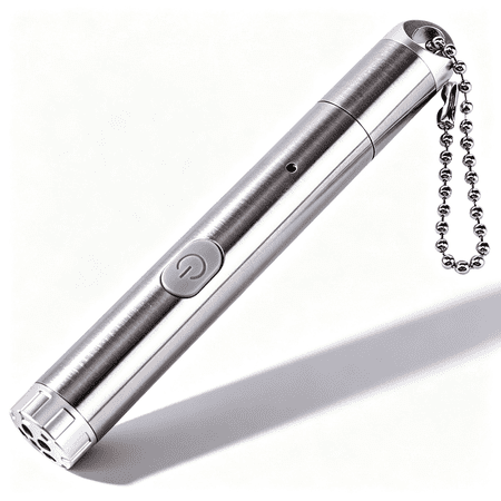 LED Interactive Cat Toy USB Rechargeable Stainless Steel Light Pet Chaser Wand for Cat Exercise Training and Indoor Fun (0.5 x 3.5 Inch)