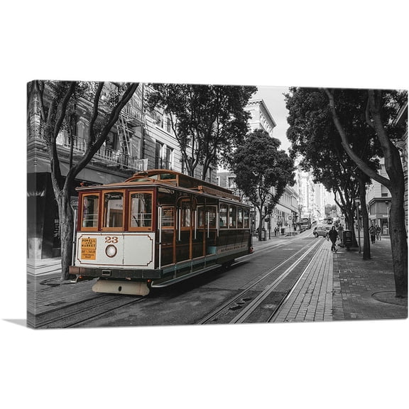 ARTCANVAS San Francisco Trolley In Avenue Canvas Art Print - Size: 26" x 18" (0.75" Deep)