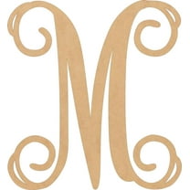 Wood MDF Letters, Unfinished 22'' Tall Vine Monogram M, Wooden Craft Letter