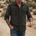 thumbnail image 4 of DeHolifer Men's Denim Shirt Plus Size Solid Color Button Down Long Sleeve Cowboy Work Shirts Black 3XL, 4 of 5