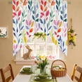 thumbnail image 3 of Easter Leaf Swag Kitchen Curtain Valances, Simple Abstract Spring Green Red Blue Yellow Leaves Plant Rod Pocket Curtains Window Treatment Decor Valances for Bedroom Bathroom, 2 Panels 28 x 36 Inch, 3 of 9