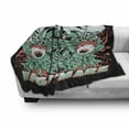thumbnail image 3 of Zombie Soft Flannel Fleece Throw Blanket, Retro Style Nightmare with Skulls Ghost Characters Wild Illustration, Cozy Plush for Indoor and Outdoor Use, 70" x 90", Jade Green Salmon Black, by Ambesonne, 3 of 6