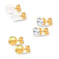 thumbnail image 4 of Charmsy Gold Plated Set of 3 Pair Small CZ Pearl Stud Earrings for Women 3 Pairs (6mm), 4 of 6