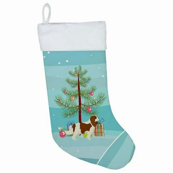 Caroline's Treasures Cavalier Spaniel Multi-color Christmas Stocking, with Soft Suede Fabric 18"
