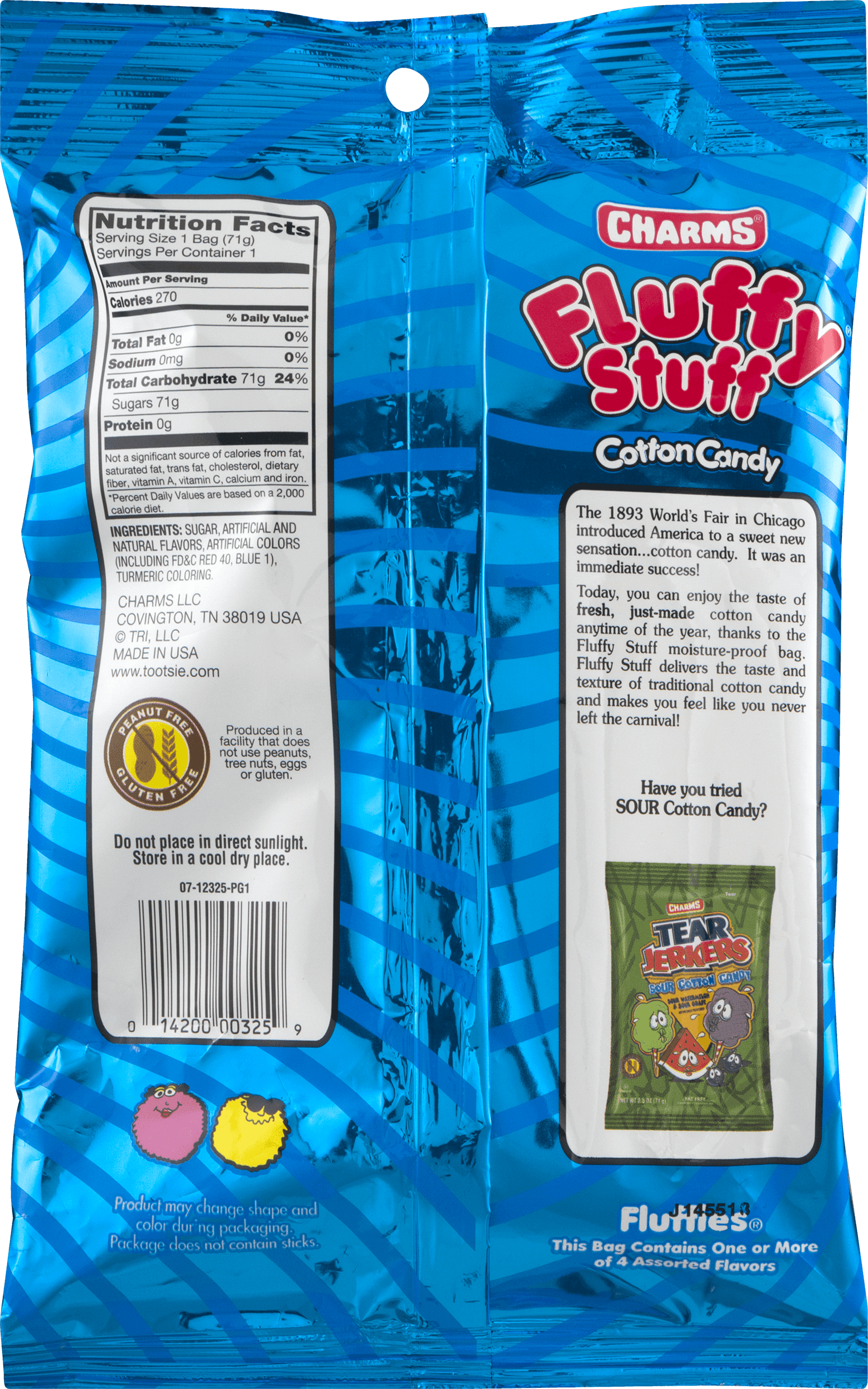 Fluffy Stuff Packaged Cotton Candy 2.5oz Assorted Flavors Walmart