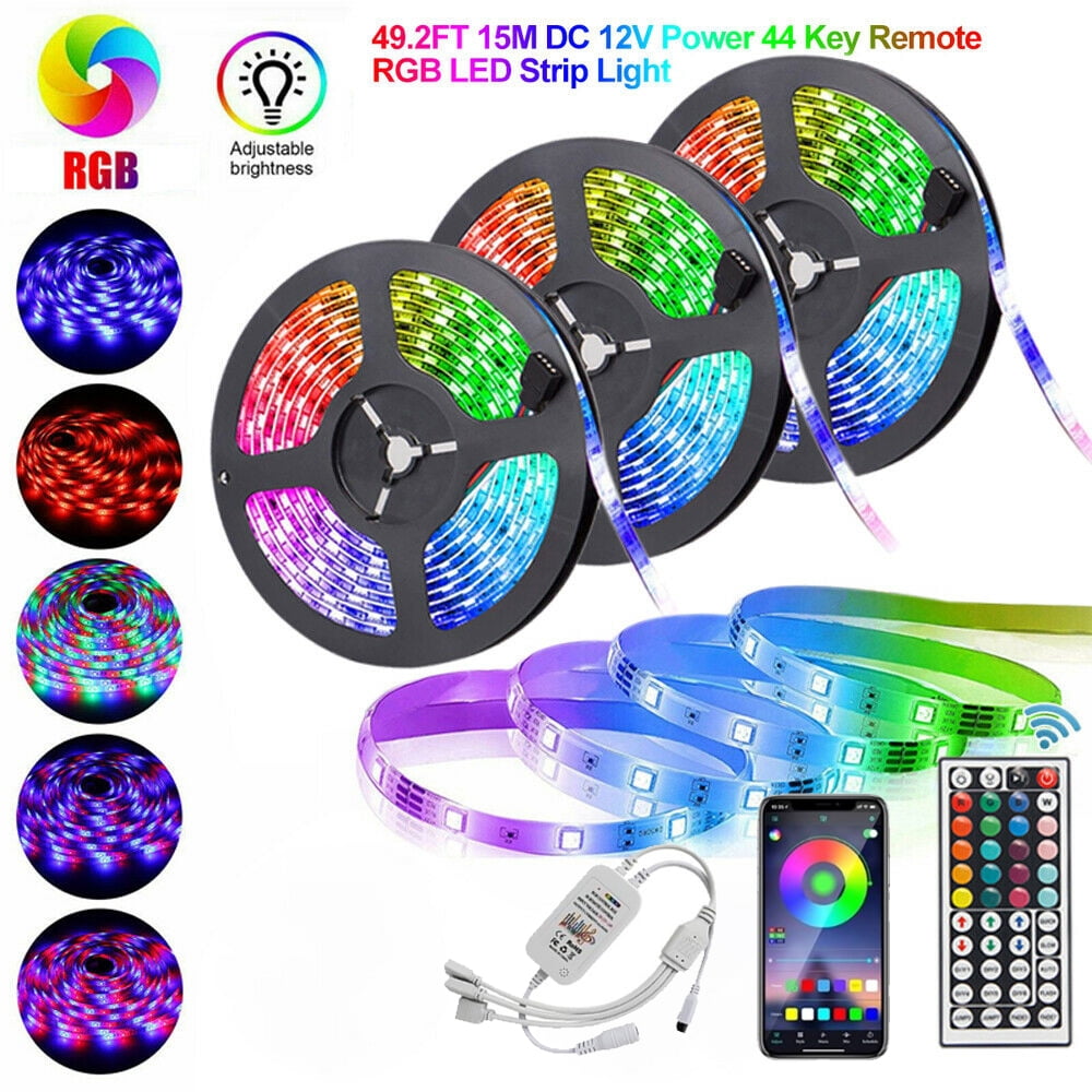 Delicacy 49.2ft LED Strip Lights Music Sync,Color Changing LED Light Strip 5050 RGB Bluetooth App Control,Sensitive Built-in Mic LED Tape Lights with Remote for Home TV Party Decoration 