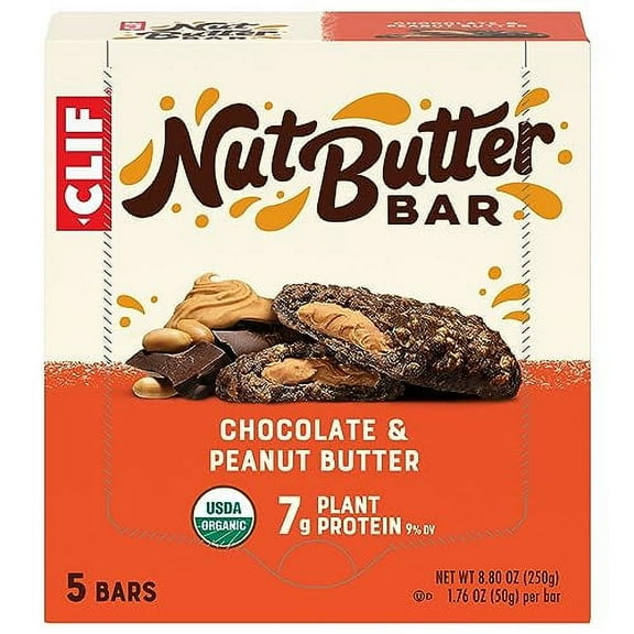 CLIF Nut Butter Bar - Chocolate Peanut Butter - Filled Energy Bars - Non-GMO - USDA Organic - Plant-Based - Low Glycemic - 1.76 oz. (5 Pack)RDDC22