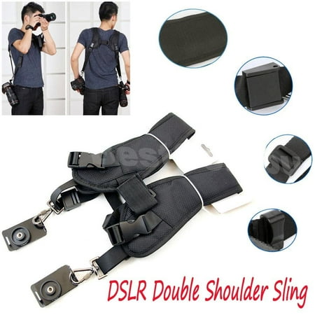 Dslr Padded Shoulder Strap New Quick Rapid Double Dual Shoulder Sling Belt Strap For 2/Two DSLR Digital Cameras ()