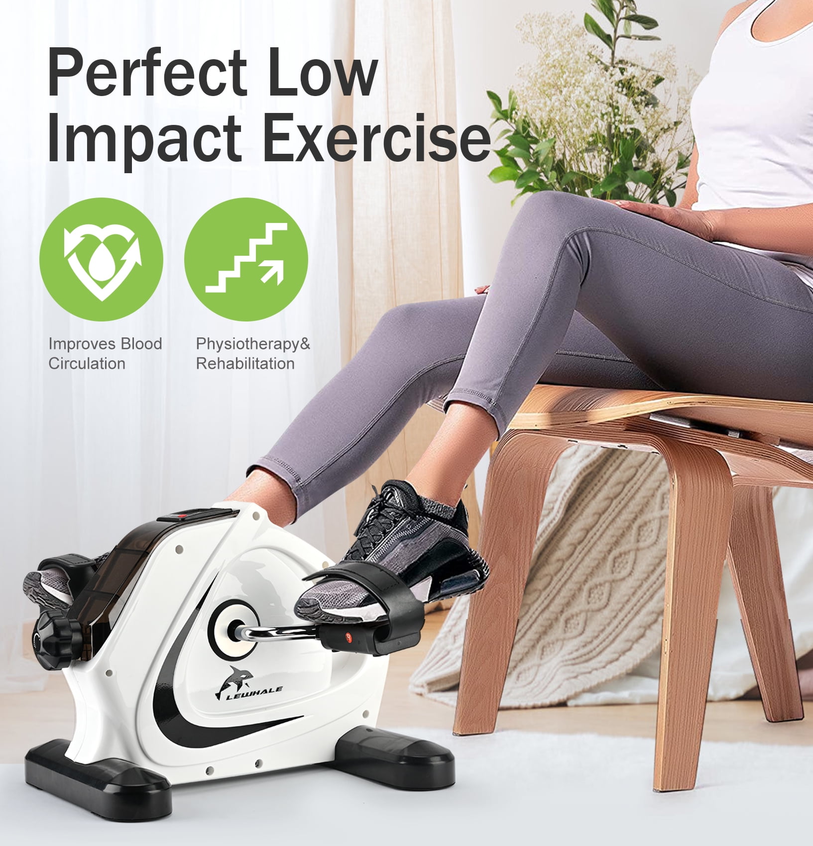 Lewhale Under Desk wm-mini-bike-white Pedal Exerciser Mini Trainer Bike