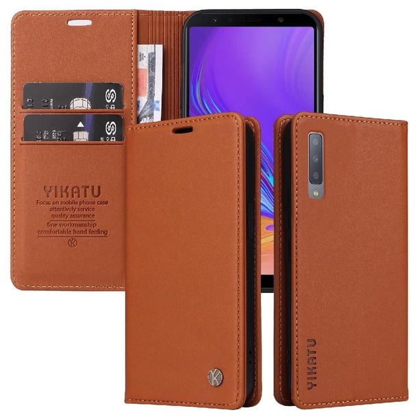 Funda para Samsung Galaxy A7 2018 Estuche de Cuero PU Tipo Cartera con Ranuras para Tarjetas y Cierre Magnético
