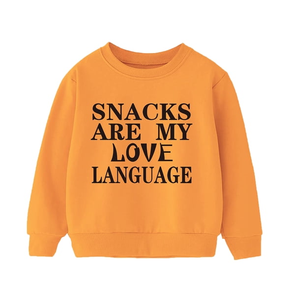 Zylarhe Girls Boys Sweatshirt Girls Hoodies & Sweatshirts Casual Thick Pullover with Letter Printed Design for Children’s Warmth and Comfort Yellow 6-7 Years