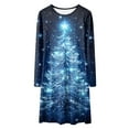 thumbnail image 4 of Gubotare Christmas Dress Toddler Girl Girl's Dresses Long Sleeve Cute Casual Fall Dress Size 5T 6T(Blue,5-6 Years), 4 of 5