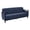 Blue, variant on Scranton & Co Sofa in Indigo Blue Fabric with Dark Espresso Wood Accents