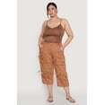 thumbnail image 2 of Womens Plus Size Tie Cargo Pocket Capri Pants, 2 of 5