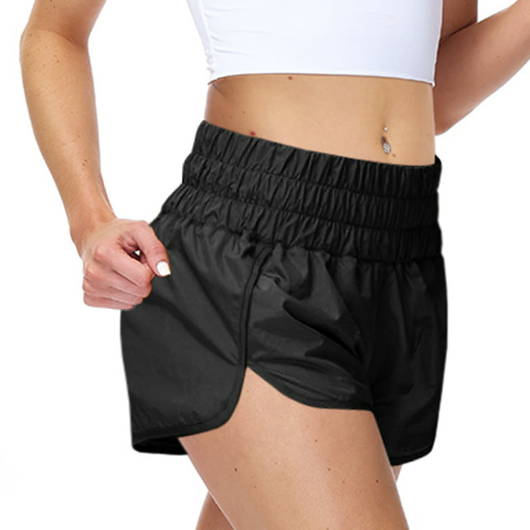 SWSMCLT Women's Elastic High Waisted Athletic Shorts Gym Workout