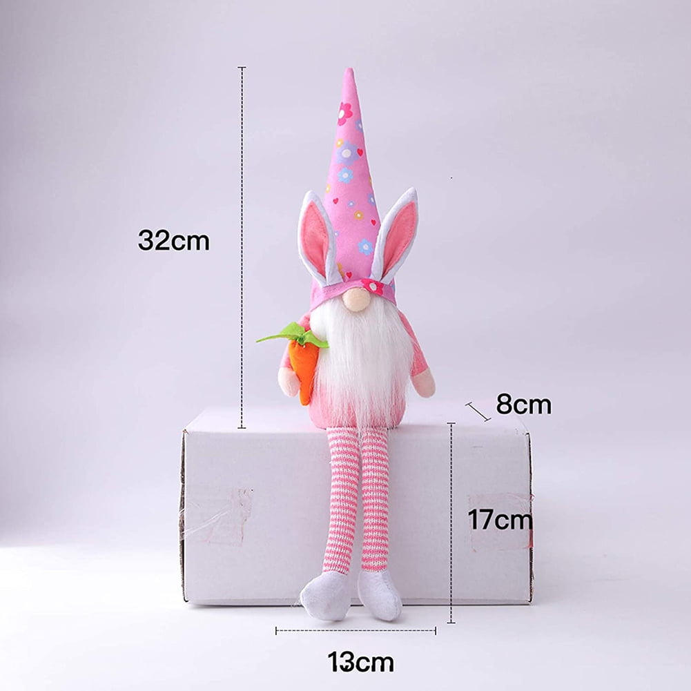 Kepooman 2 Pack Long Leg Plush Elderly Bunny Gnome Doll for Holiday Decor Gifts, Yellow + Pink