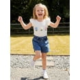 thumbnail image 4 of BemeyourBBs Toddler Baby Girls 2 Piece Summer Clothes Infant Baby Girl Denim Outfit Ruffle Short Sleeve 3D Flower Decor Ribbed Shirt Tops and Pockets Jeans Denim Shorts Sets, 4 of 9