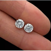 2.00 Ct Round Cut Lab Created CZ Diamond Screw Back Stud Earrings 925 Sterling Sliver 18K White Gold Plated