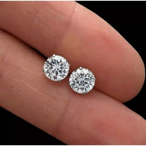 2.00 Ct Round Cut Lab Created CZ Diamond Screw Back Stud Earrings 925 Sterling Sliver 18K White Gold Plated