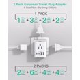 thumbnail image 4 of Adaptador de enchufe de viaje Mifaso, paquete de 2 con 4 salidas y 4 puertos USB C, 4 of 8