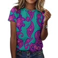 thumbnail image 3 of Paisley Women T-Shirt Classic O Neck T-Shirts Short-Sleeve Trendy Animal Print Design Tshirt Casual Clothing, 3 of 5