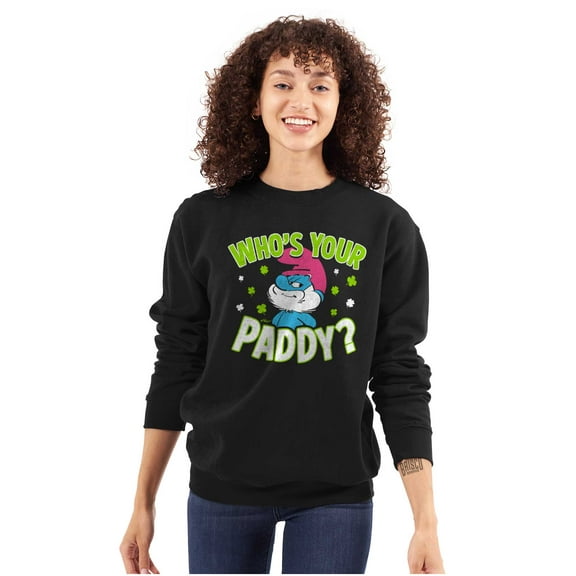 Funny Papa Smurf Who's Your Paddy Sweatshirt for Men or Women Brisco Brands S