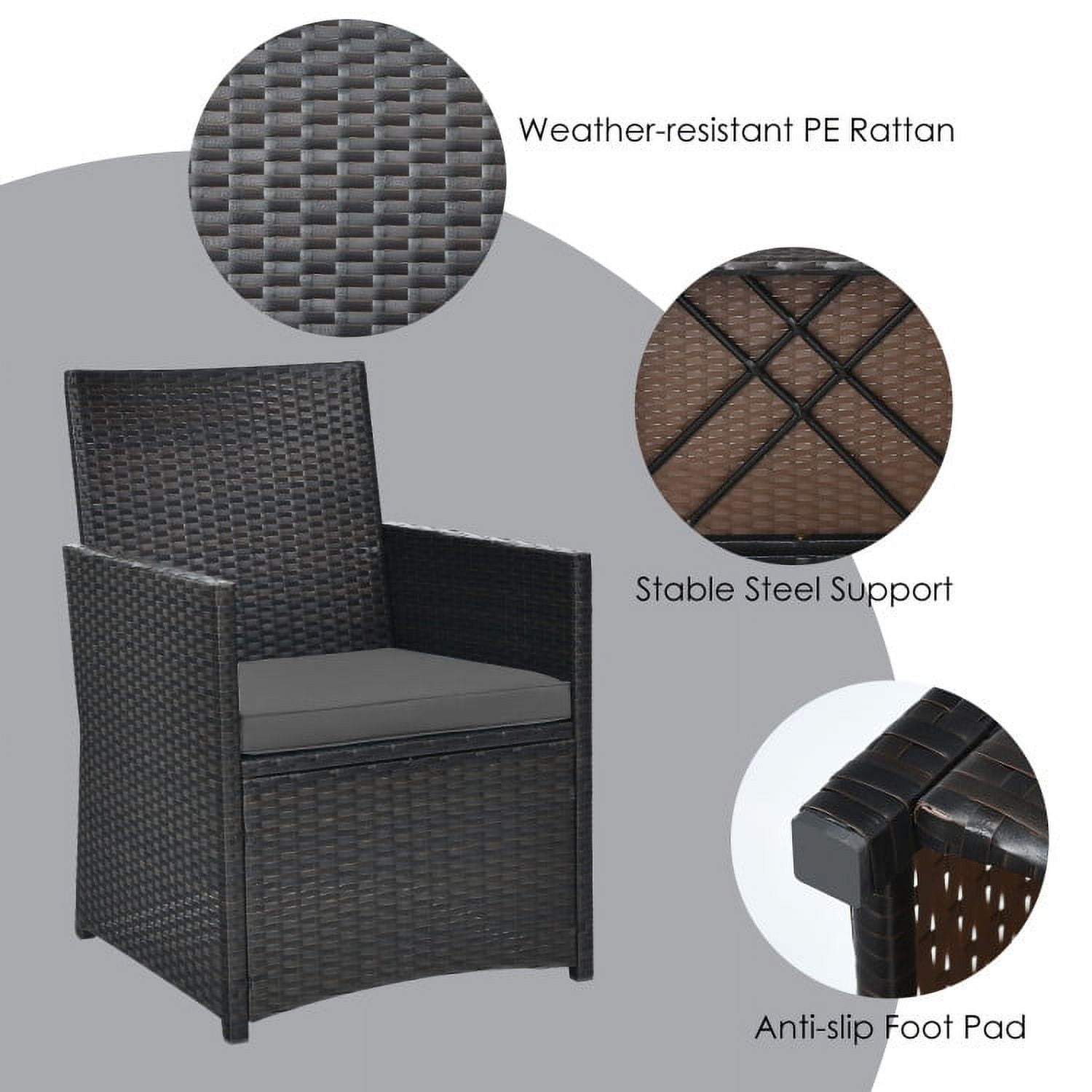 Aimee Lii 3 Pieces Wicker Patio Furniture Set with Cushion and Sofa Armrest, Small Patio Set, Gray