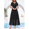 thumbnail image 3 of PRETTYGARDEN Womens Boho Maxi Dress Floral Summer Spring Short Sleeve V Neck A Line Embroidered Beach Vacation Dresses, 3 of 8