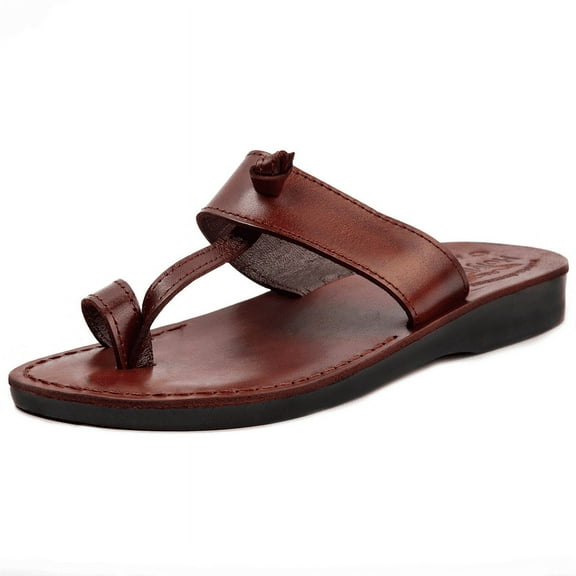 Holy Land Market Men/Women Biblical Jesus Leather Sandals/Slides From Jerusalem (Nazareth Style) (9.5-10 Little Kid)