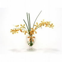 Distinctive Designs International 17034 Yellow-Orange Vanda Orchids- Grass in Glass Urn