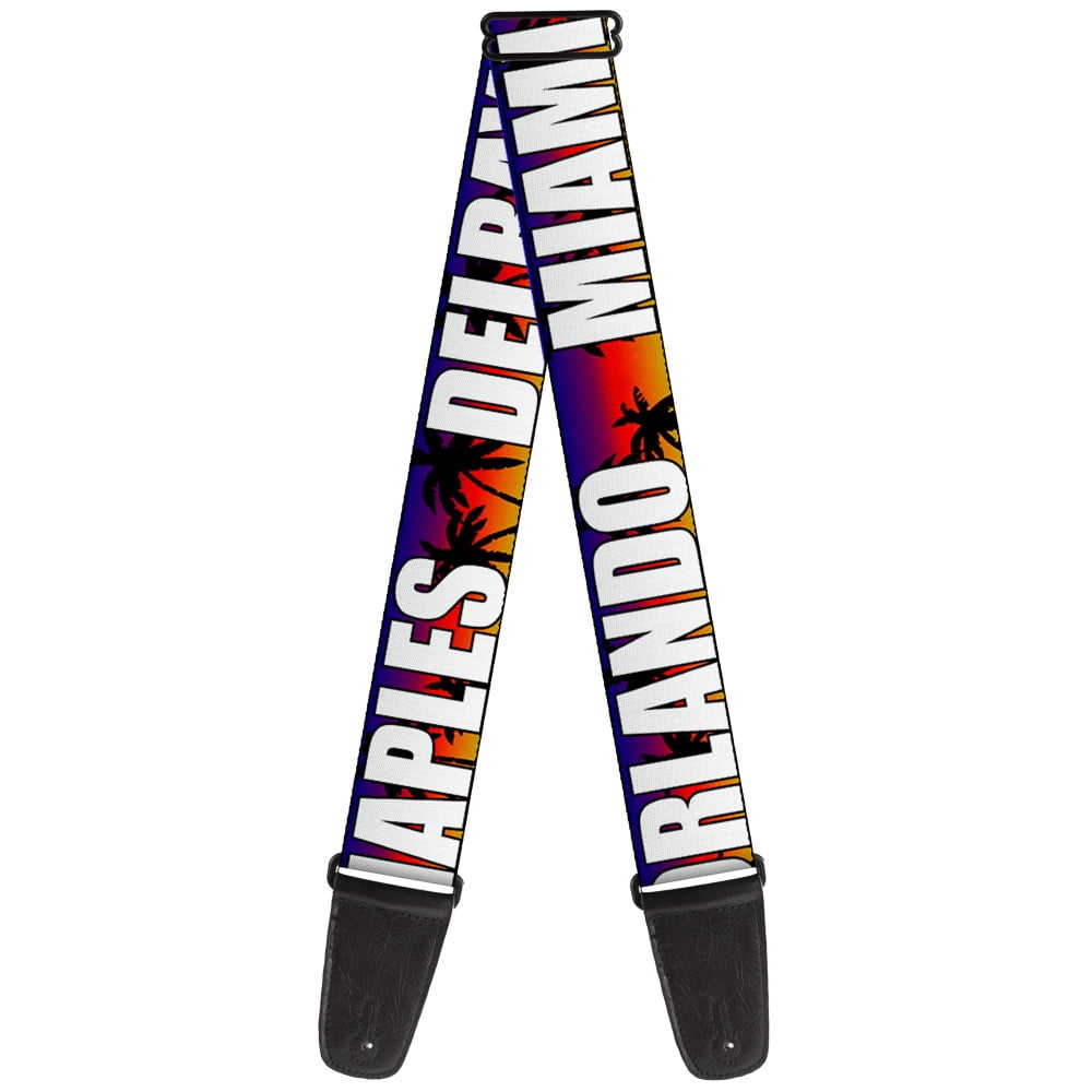 Buckle-Down Guitar Strap, Florida Cities Palm Tree Sunset White, 2 Inches Wide