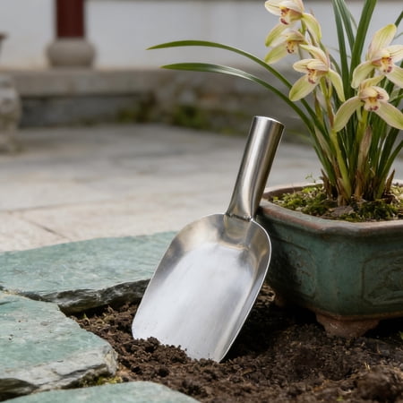ADDHAT Plated Silver Stainless Steel Landscape Spade Shovel for Efficient Gardening and Soil Digging